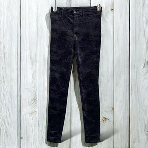 J Brand Super Skinny Ankle Velour Velvet Twilight Purple Camo Pants Size‎ 27